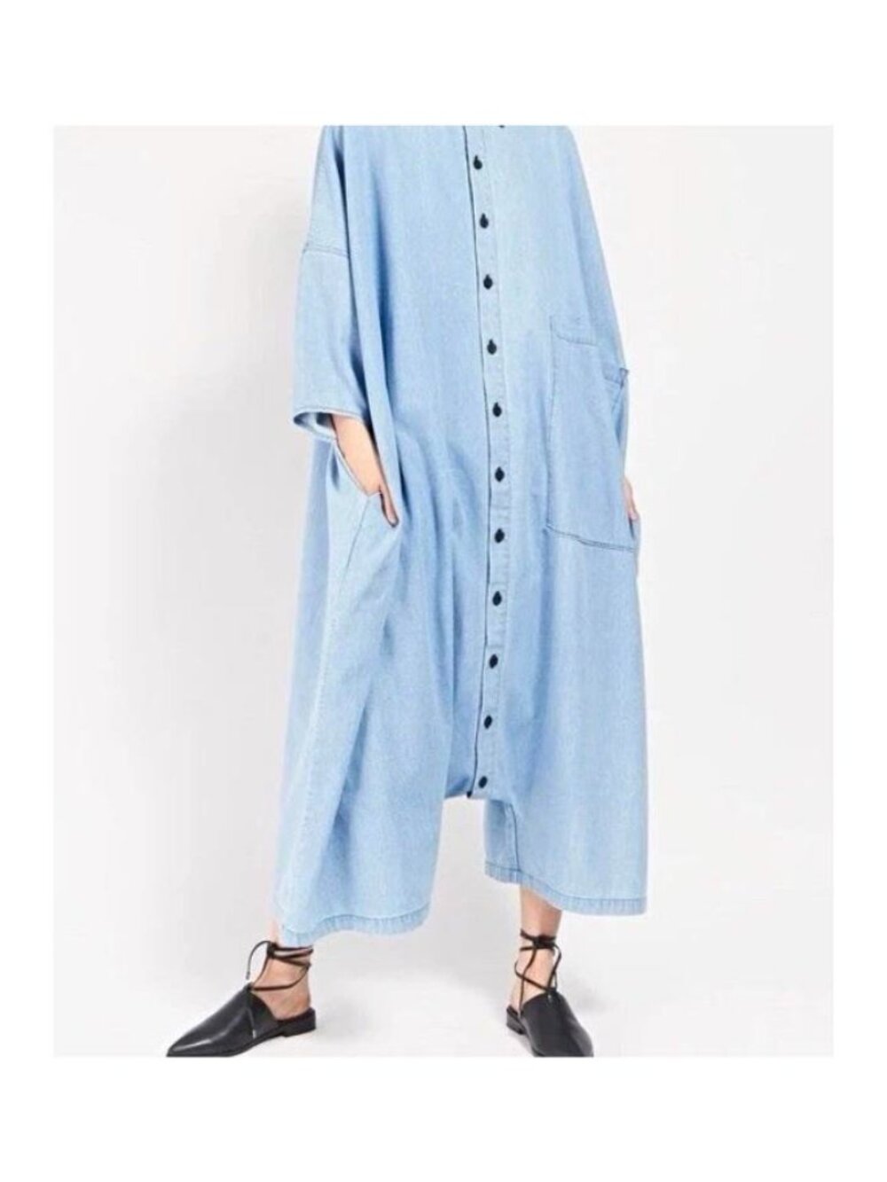 Sixtynine 69 Blue Denim Oversized Jumpsuit